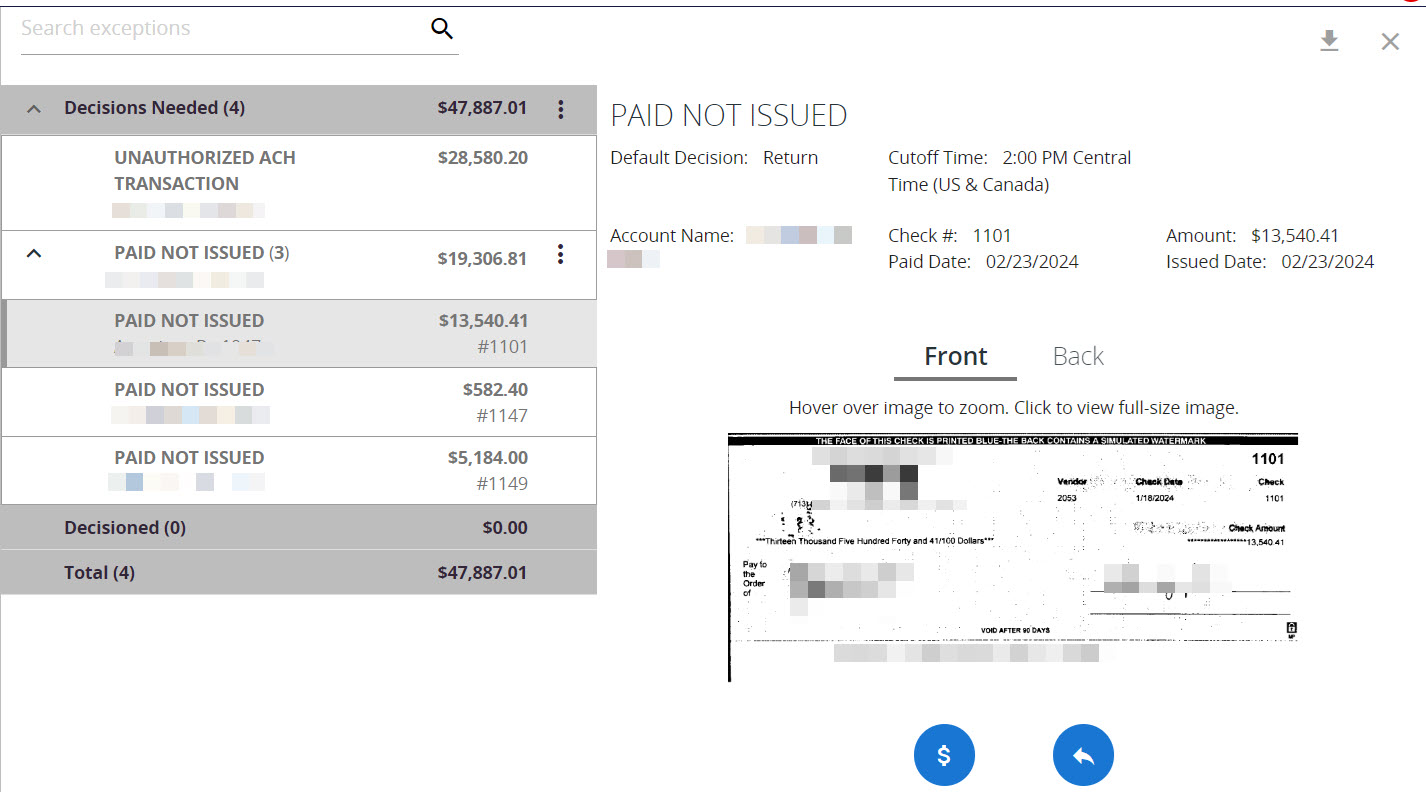 Ach and check positive pay texas capital bank
